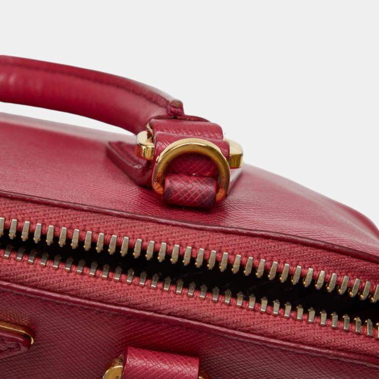 Pre Owned Prada Red Saffiano Lux Promenade Bag Handbag
