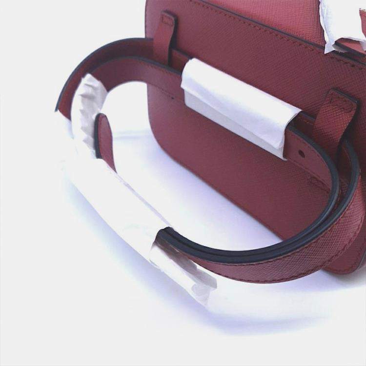 Pre Owned Prada Burgundy Saffiano Odette Belt Bag