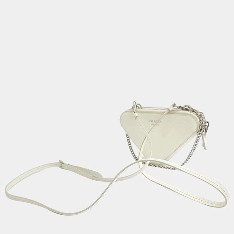 Prada White Saffiano Leather Mini Triangle crossbody Bag Prada | TLC