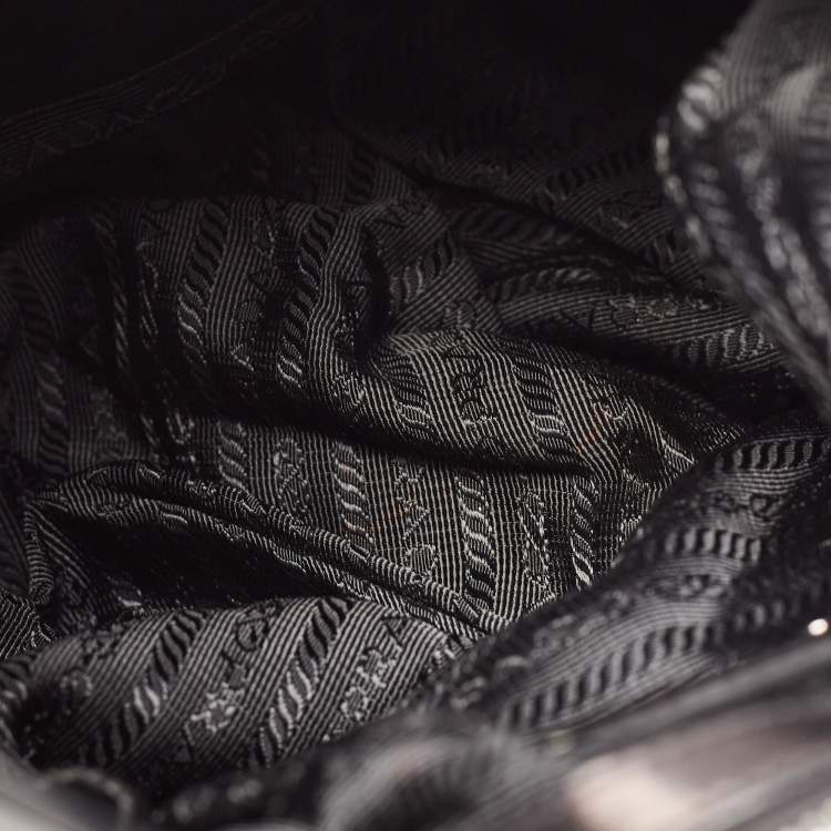 Pre Owned Prada Black Leather Ruffle Shoulder Bag