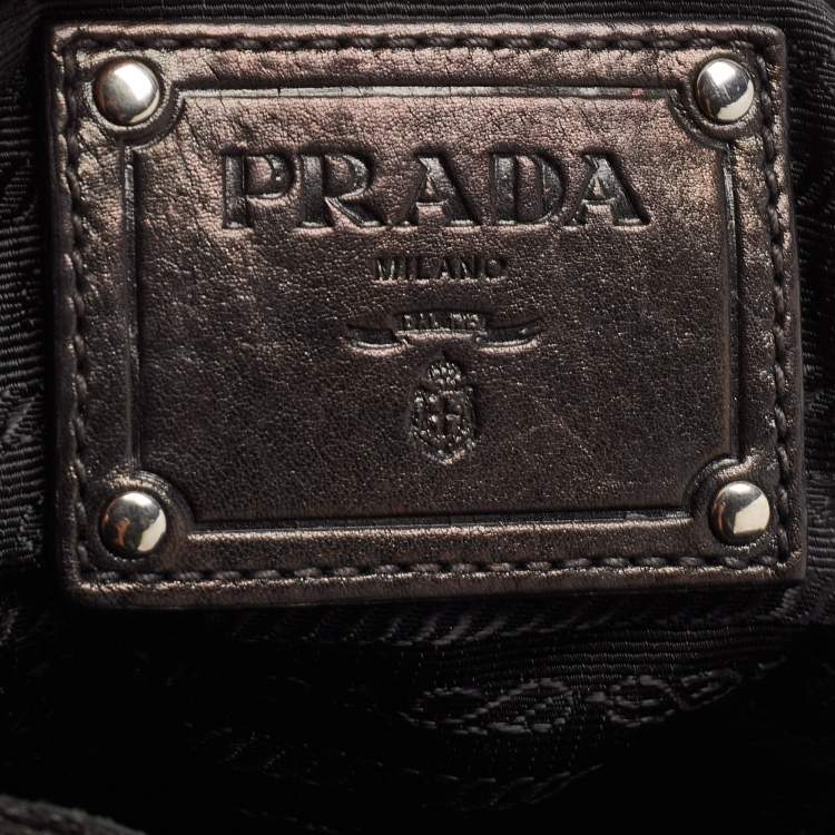 Pre Owned Prada Black Leather Ruffle Shoulder Bag