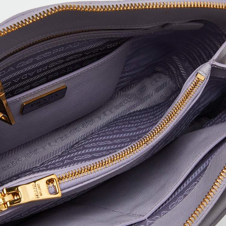 Pre Owned Prada Lavender Saffiano Lux Leather Medium Promenade Satchel