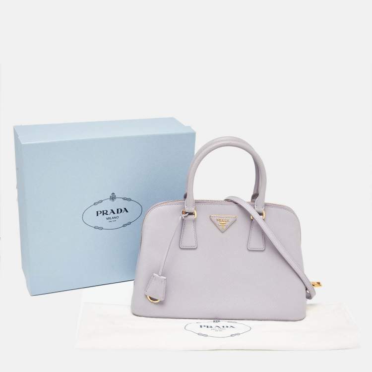 Pre Owned Prada Lavender Saffiano Lux Leather Medium Promenade Satchel