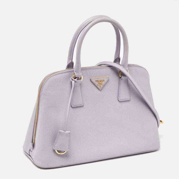 Pre Owned Prada Lavender Saffiano Lux Leather Medium Promenade Satchel
