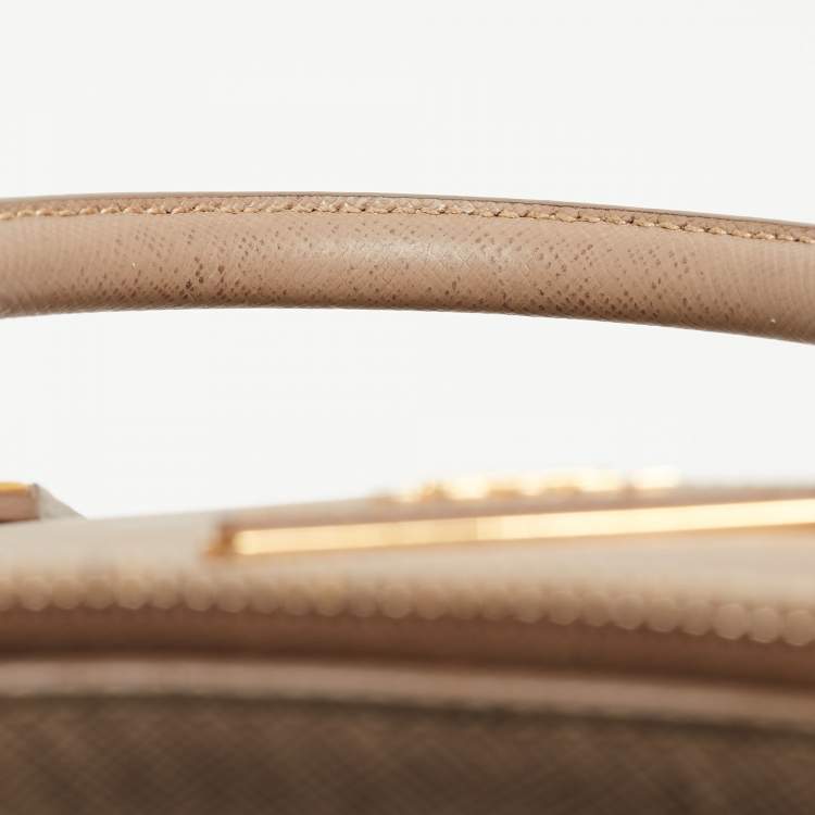 مملوكة مسبقًا Prada Beige Saffiano Lux Leather Large Promenade Satchel