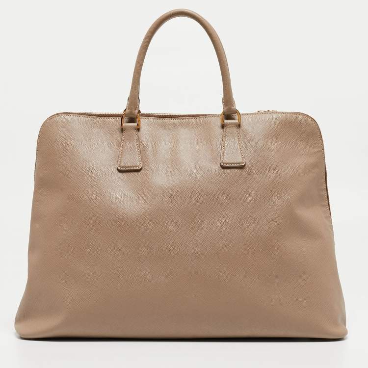 مملوكة مسبقًا Prada Beige Saffiano Lux Leather Large Promenade Satchel