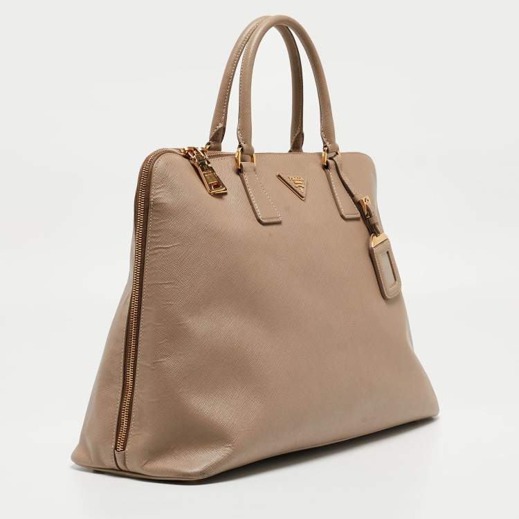 مملوكة مسبقًا Prada Beige Saffiano Lux Leather Large Promenade Satchel
