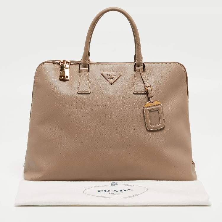 مملوكة مسبقًا Prada Beige Saffiano Lux Leather Large Promenade Satchel