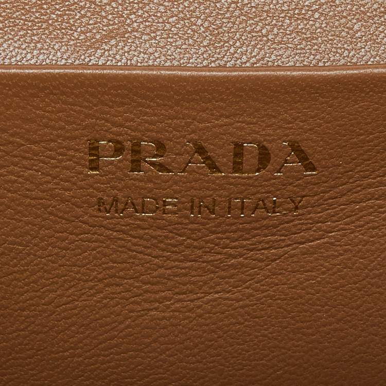 Pre Owned Prada Brown Leather Mini Vanity Top Handle Bag 