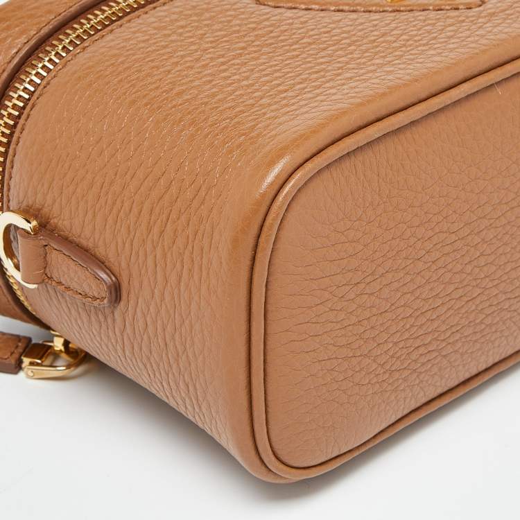 Pre Owned Prada Brown Leather Mini Vanity Top Handle Bag 
