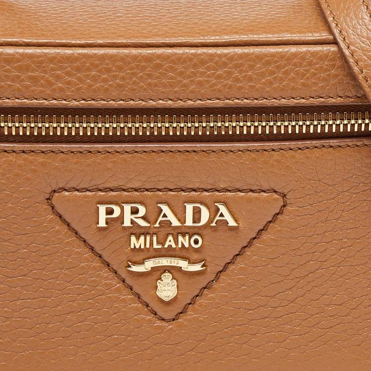 Pre Owned Prada Brown Leather Mini Vanity Top Handle Bag 