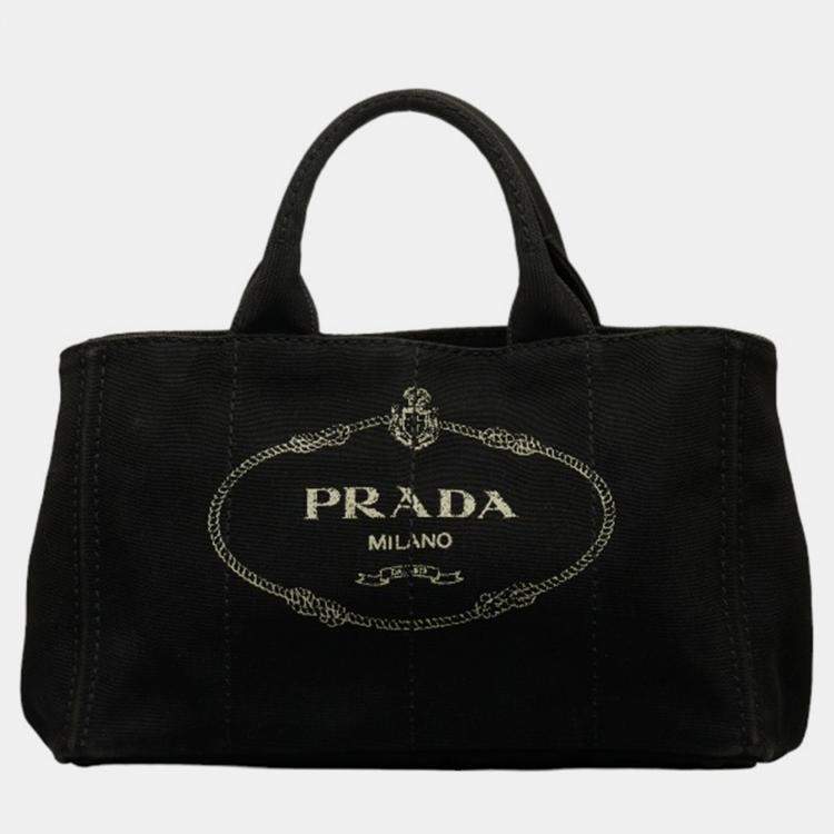 Prada Black Canvas Canapa Logo Handbag Prada | TLC