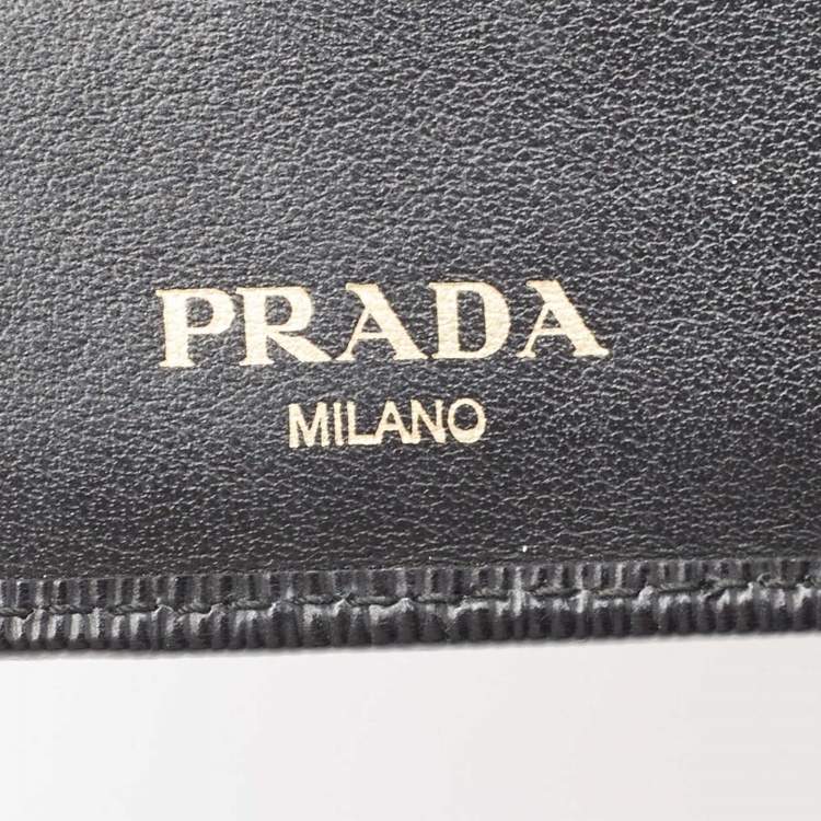 Pre Owned Prada Black Vitello Move Leather French Compact Wallet
