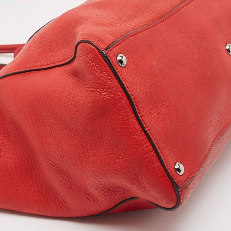 Pre Owned Prada Red Leather Shopper Tote
