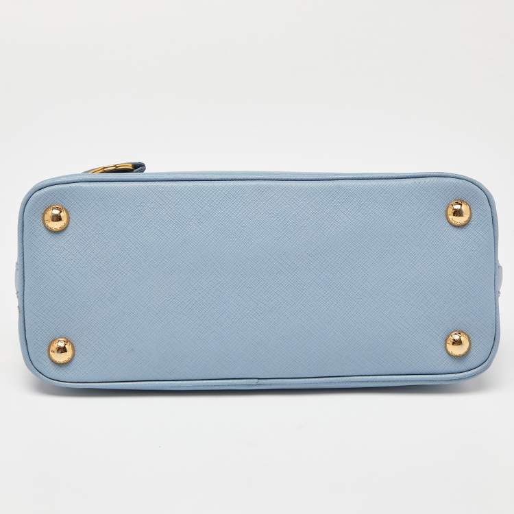 Pre Owned Prada Light Blue Saffiano Lux Leather Small Promenade Satchel