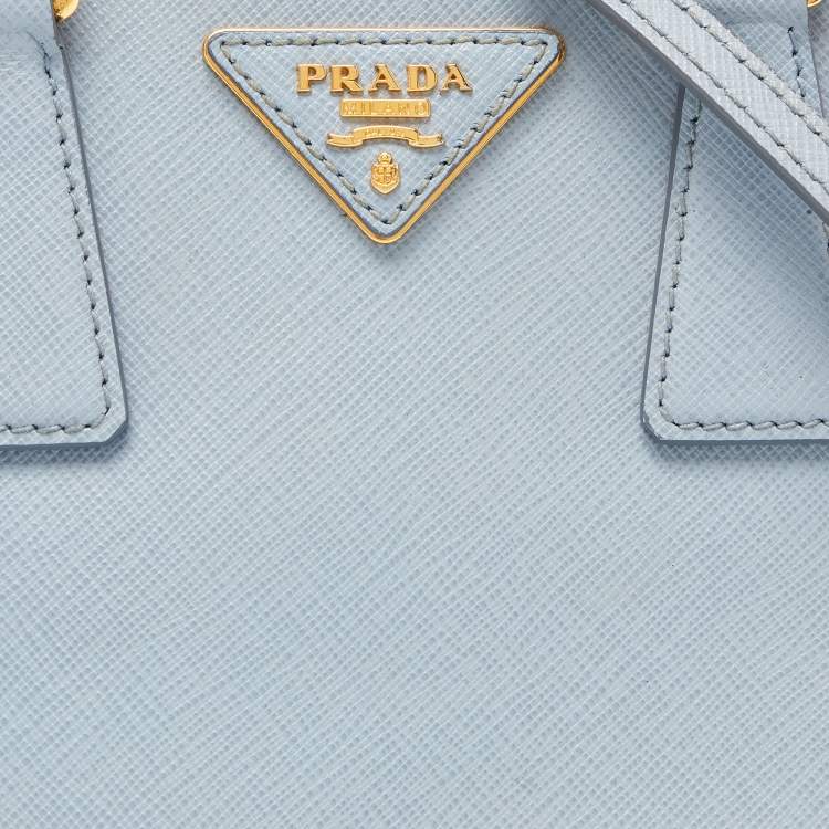 Pre Owned Prada Light Blue Saffiano Lux Leather Small Promenade Satchel