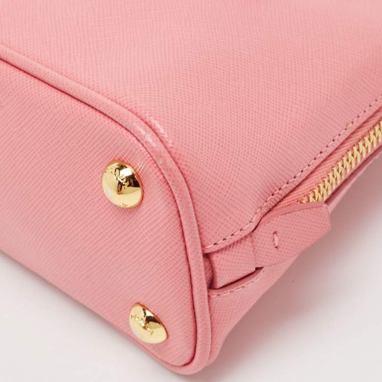 Pre Owned Prada Pink Saffiano Lux Leather Mini Promenade Satchel