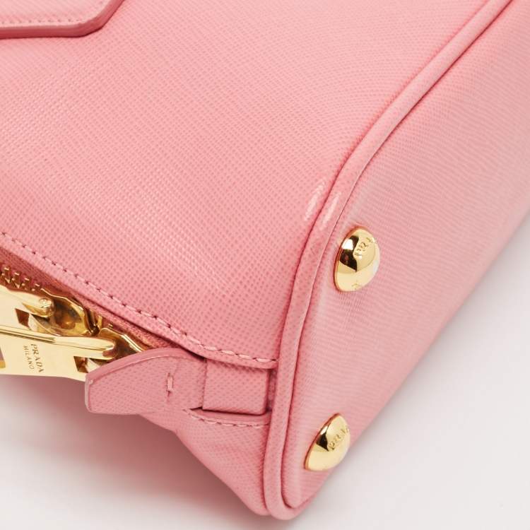 Pre Owned Prada Pink Saffiano Lux Leather Mini Promenade Satchel