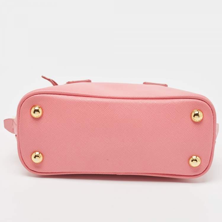 Pre Owned Prada Pink Saffiano Lux Leather Mini Promenade Satchel