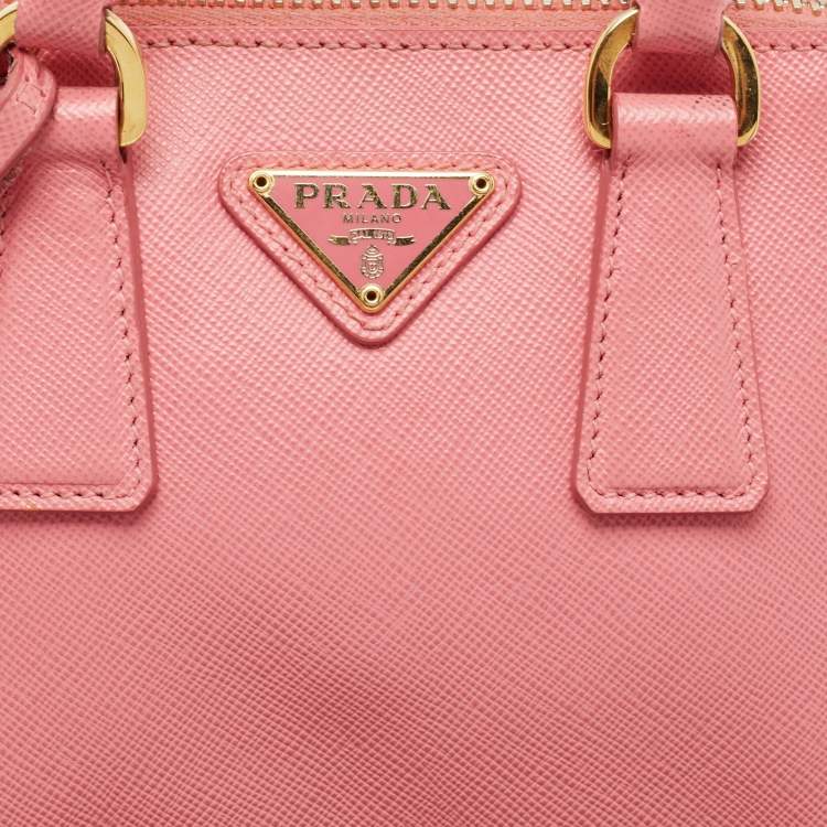 Pre Owned Prada Pink Saffiano Lux Leather Mini Promenade Satchel