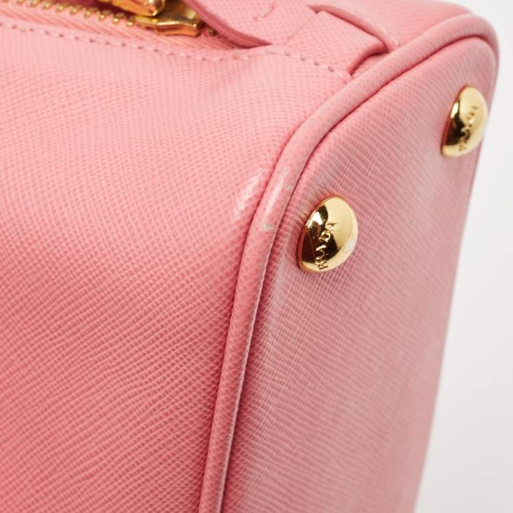 Pre Owned Prada Pink Saffiano Lux Leather Mini Promenade Satchel