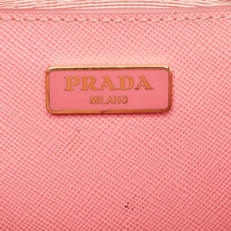 Pre Owned Prada Pink Saffiano Lux Leather Mini Promenade Satchel