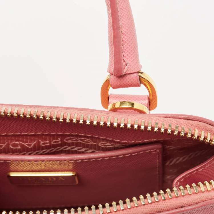 Pre Owned Prada Pink Saffiano Lux Leather Mini Promenade Satchel