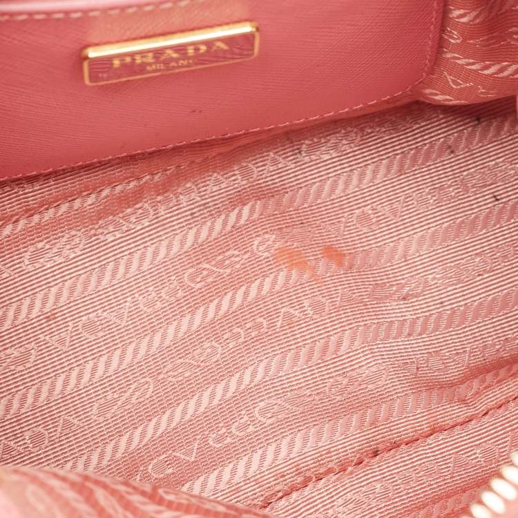 Pre Owned Prada Pink Saffiano Lux Leather Mini Promenade Satchel