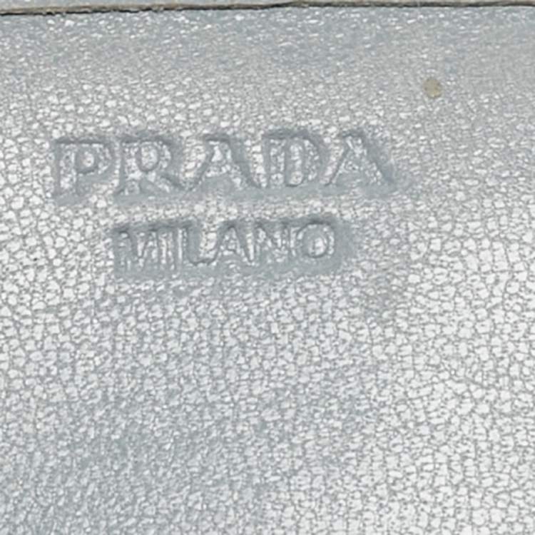 Pre Owned Prada Light Blue Leather Logo Flap Continental Wallet