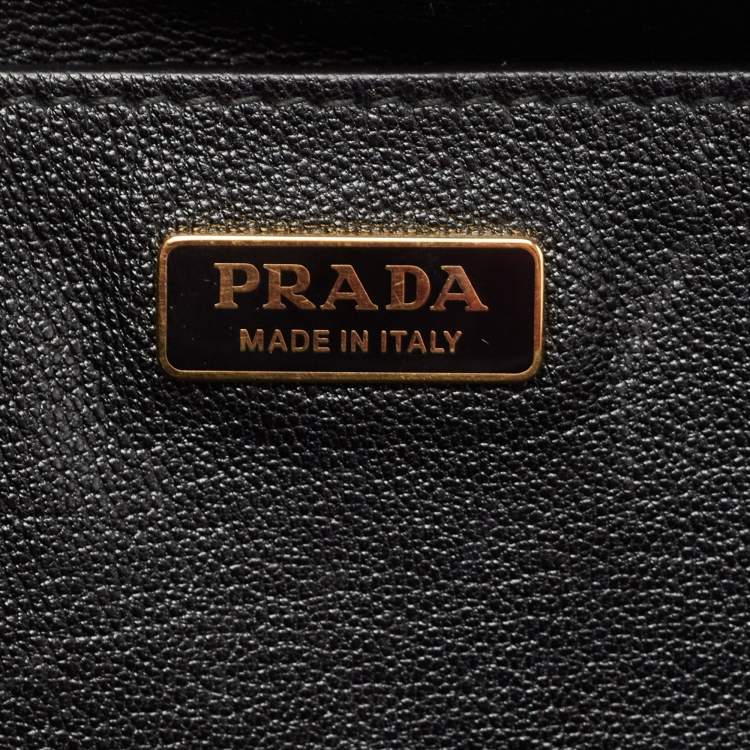 Pre Owned Prada Black/Grey Saffiano Leather Cahier Flap Shoulder Bag