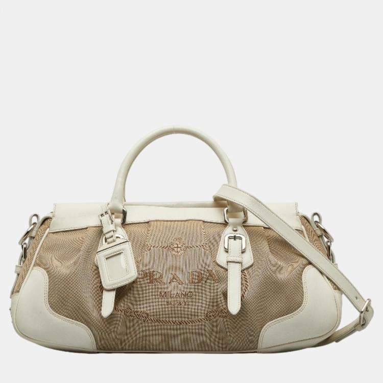 Prada Brown Canvas Canapa Logo Mini Boston Bag Prada | TLC