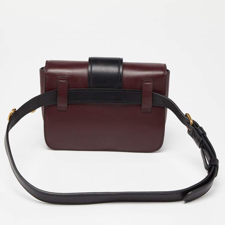 مملوكة مسبقًا Prada Burgundy/Black Leather Cahier Convertible Belt Bag