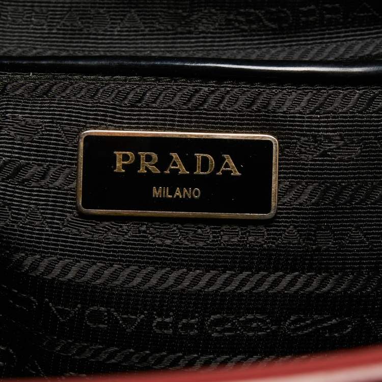 Pre Owned Prada Black Patent Leather Large Double Zip Tote