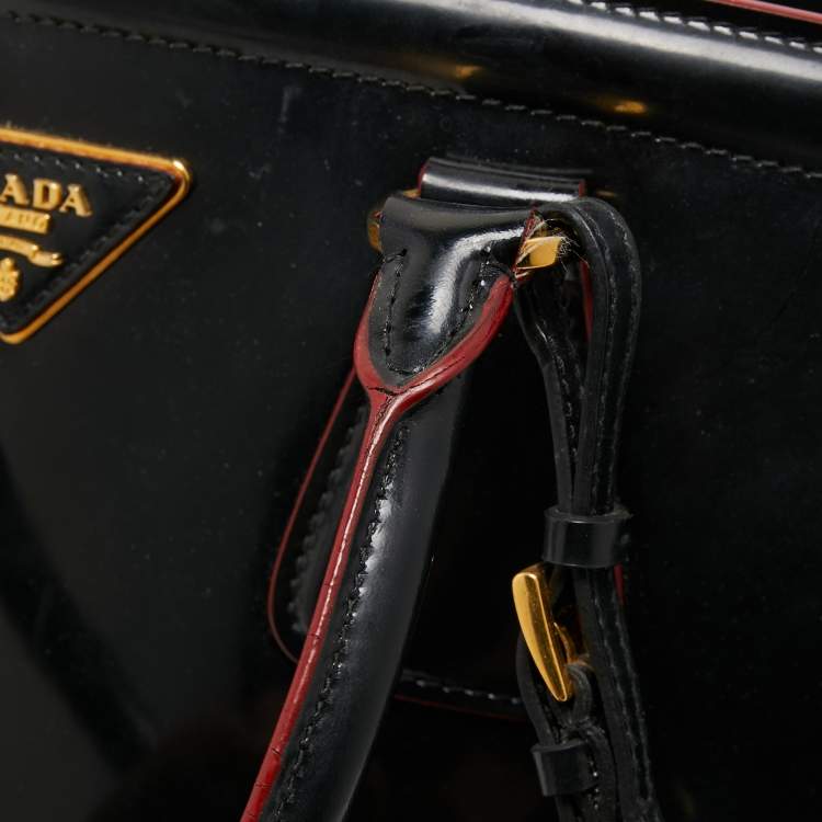 Pre Owned Prada Black Patent Leather Large Double Zip Tote