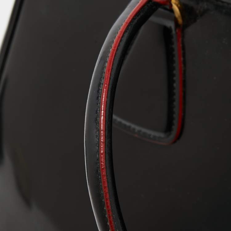 Pre Owned Prada Black Patent Leather Large Double Zip Tote