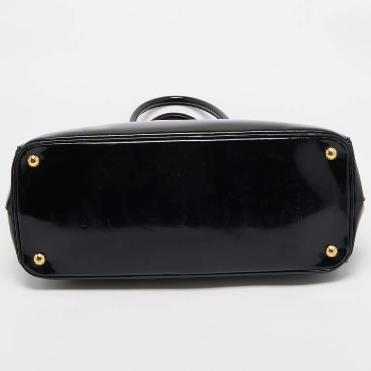 Pre Owned Prada Black Patent Leather Large Double Zip Tote