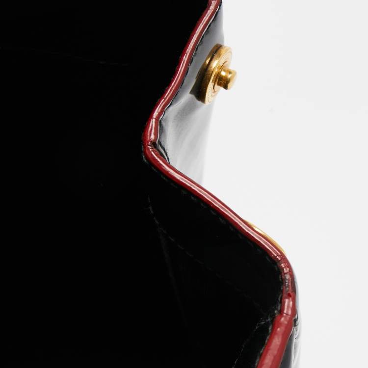 Pre Owned Prada Black Patent Leather Large Double Zip Tote
