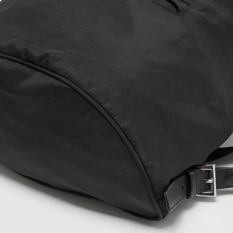Pre Owned Prada Black Nylon Drawstring Backpack