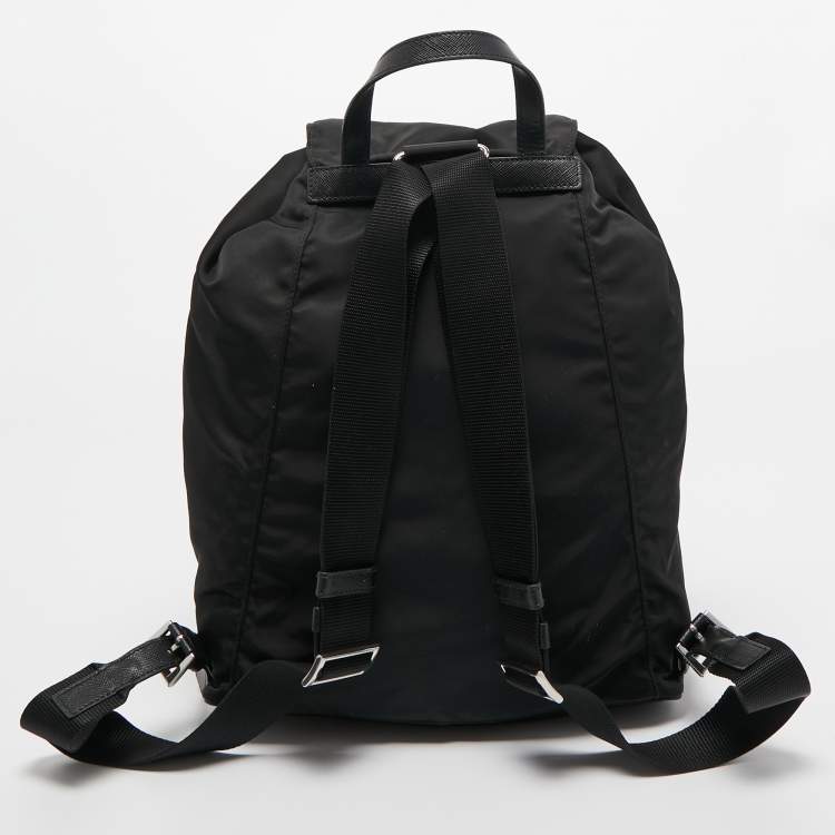 Pre Owned Prada Black Nylon Drawstring Backpack