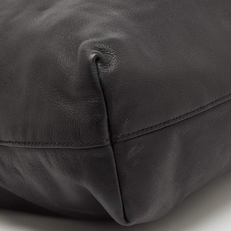 Pre Owned Prada Black Vitello Daino Leather Shopper Tote