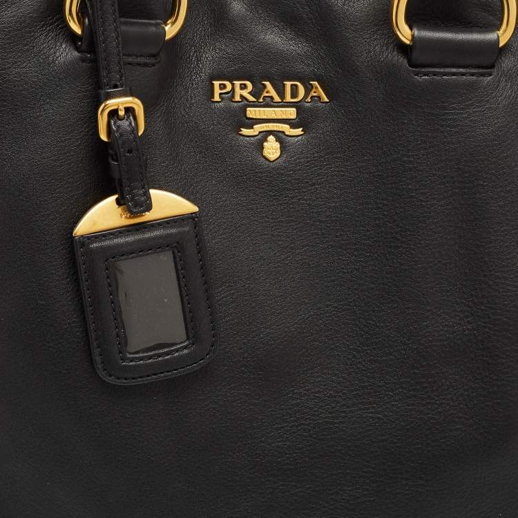 Pre Owned Prada Black Vitello Daino Leather Shopper Tote