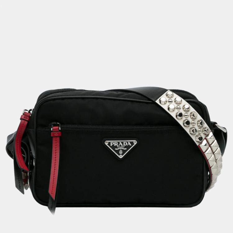 Prada Black Tessuto Vela Studded Crossbody Prada The Luxury Closet