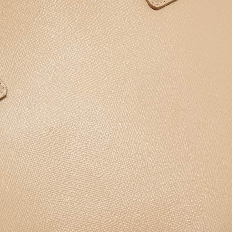 Pre Owned Prada Beige Saffiano Leather Medium Galleria Zip Tote