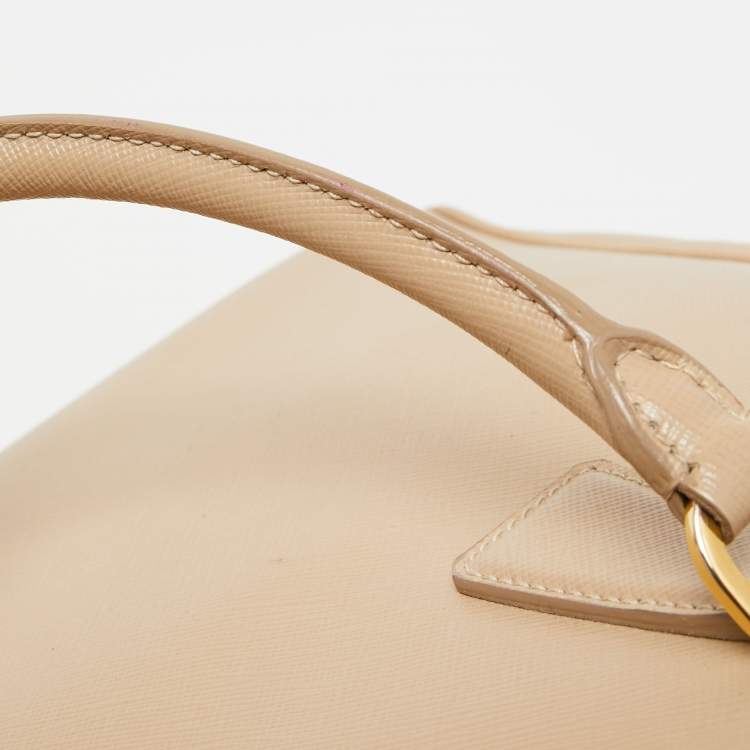 Pre Owned Prada Beige Saffiano Leather Medium Galleria Zip Tote
