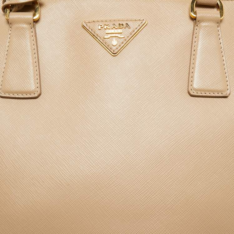 Pre Owned Prada Beige Saffiano Leather Medium Galleria Zip Tote