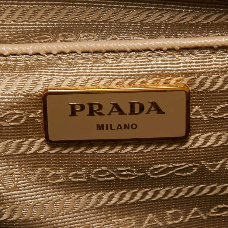 Pre Owned Prada Beige Saffiano Leather Medium Galleria Zip Tote