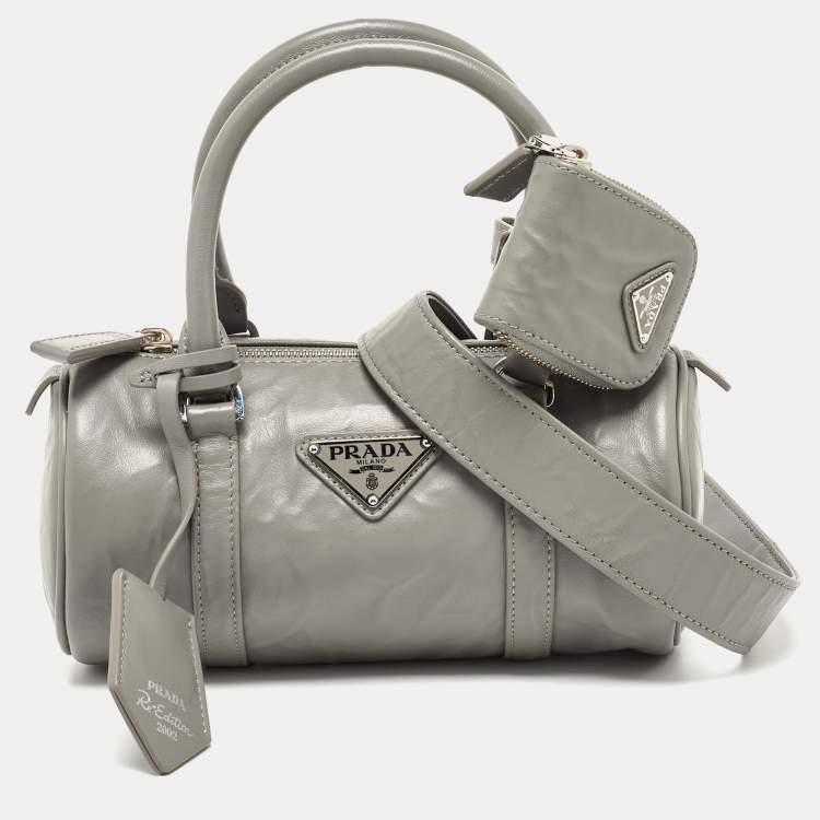 ハンドバッグ PRADA LIGHT GREY LEATHER HANDBAG Prada Light Gray Leather Handbag Grey ref.1726144 - Joli Closet