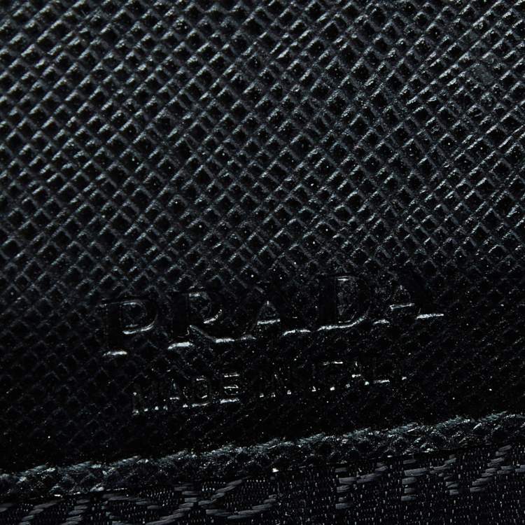 Pre Owned Prada Black/Red Saffiano Leather Logo Phone Crossbody Bag