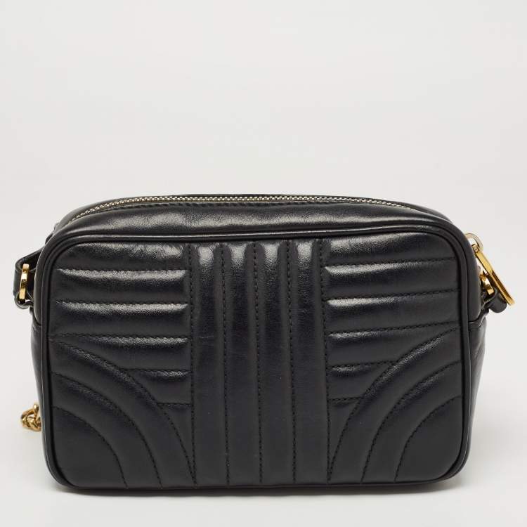 Pre Owned Prada Black Diagramme Leather Camera Bag