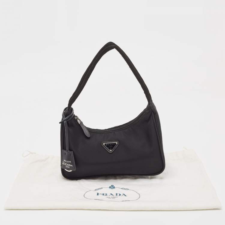 Pre Owned Prada Black Nylon Mini Re-Edition 2000 Shoulder Bag